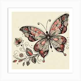 Illustration lace butterfly 3 Art Print