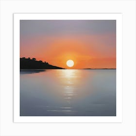 Sunset Over Water Paintings Art Print Art Print