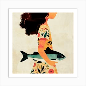 Girl With Fish 01 Art Print