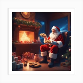 Santa Claus Eating Cookies 25 Art Print