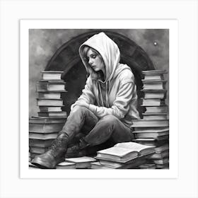 Girl In A Hoodie Art Print