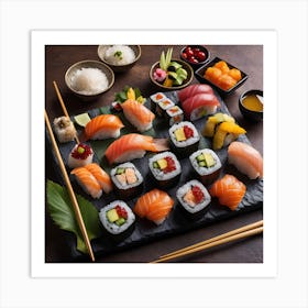 Sushi Platter With Chopsticks Art Print