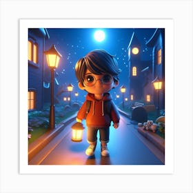 Little Boy With Lantern Art Print