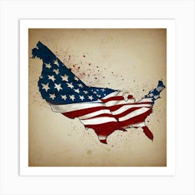 Usa Map Painting Art Print