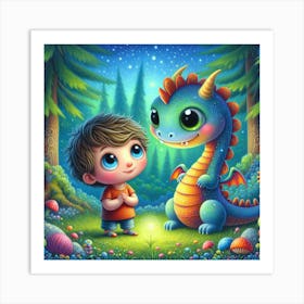 Dragon And Boy Art Print