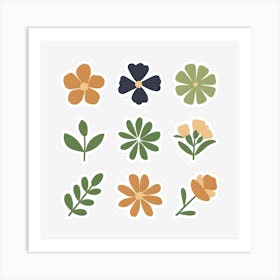 Flower Stickers Set Art Print