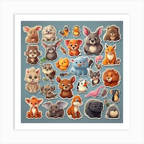 Cartoon Animals Set Art Print