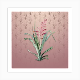Vintage Pitcairnia Bromeliaefolia Botanical on Dusty Pink Pattern n.0423 Art Print