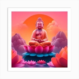 Buddha On Lotus Art Print