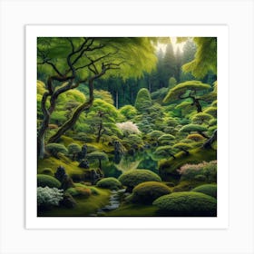 Japanese temple garden 1 Art Print