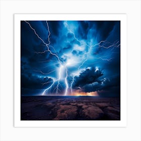 Lightning Storm Over Alien Landscape Art Print