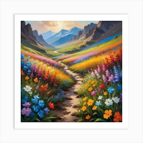 Valley Of Flowers Paintings Art Print 3 Art Print