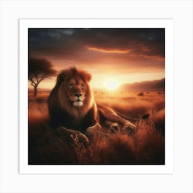 Lion At Sunset 2 Art Print