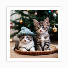 Christmas Kittens Art Print