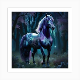 Purple Horse In The Forest 1 Art Print