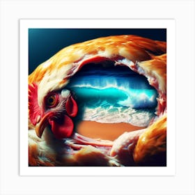 Chicken On The Beach Art Print