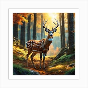 Deer In The Forest 136 Art Print