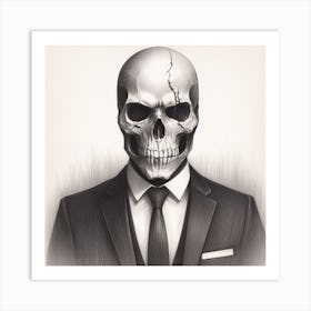 Skull In Suit Art Print