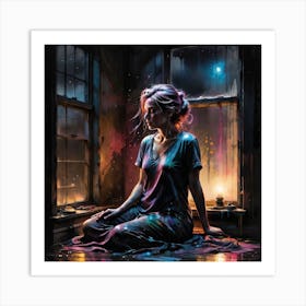 Girl In A Window Art Print