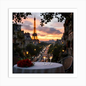 Sunset In Paris Art Print