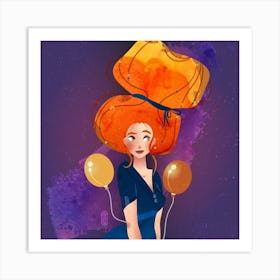 Girl With Balloons Art Print