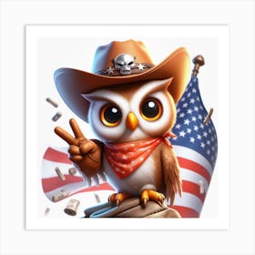 Owl In Cowboy Hat 1 Art Print