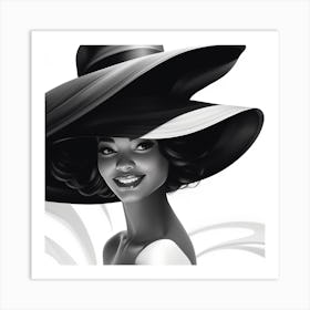 Black And White Hat 2 Art Print