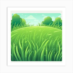 Cartoon Grass Field Art Print
