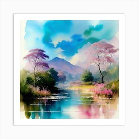 Watercolor Of A River 2 Art Print