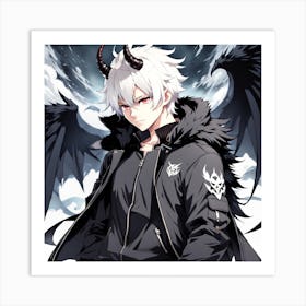 Goth Demonic Anime Boy Art Print