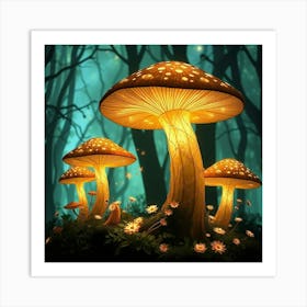 Mushrooms In The Forest 23 Art Print