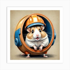 Hamster In A Hard Hat 1 Art Print