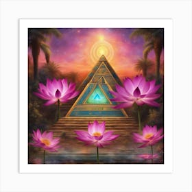 Sacred Lotus Flower 222 Art Print