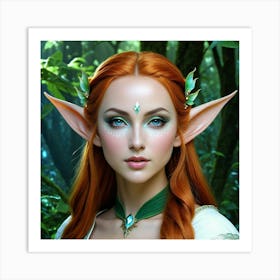 Elf Girl In The Forest Art Print