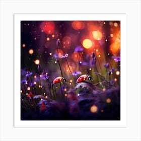 Ladybugs In The Field Art Print