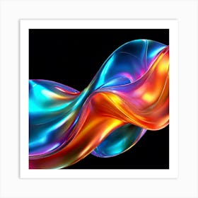 3d Light Colors Holographic Abstract Future Movement Shapes Dynamic Vibrant Flowing Lumi (8) Art Print