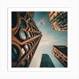 Aerial View Of Skyscrapers Art Print