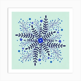 Circular Simple Flowers blue Art Print