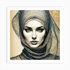 Muslim Woman With Veil Art Print