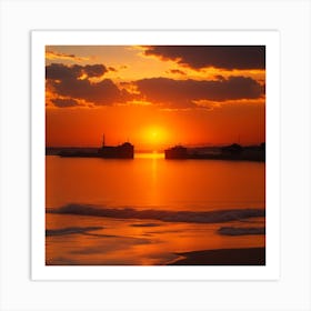 Sunset Over The Sea Art Print