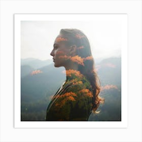 Portrait Of A Woman In The Mountains Art Print