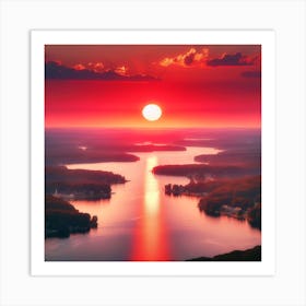 Sunset Over Lake Art Print