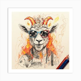 Goat In Flames 33 Art Print