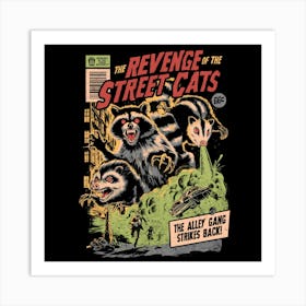 The Revenge of the Street Cats - Dark Horror Movie Raccoon Possum Poster Gift Art Print