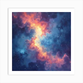 Shimmering Nebulae In Watercolor With Vivid Colors 1 Art Print