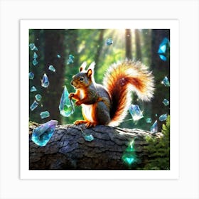 Squirrel In Forest Broken Glass Effect No Background Stunning Something That Even Doesnt Exist Art Print