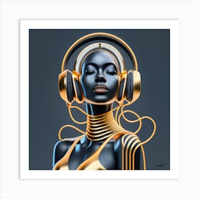 Dj Girl With Headphones 1 Art Print