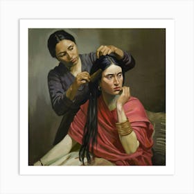 Woman Gets Her Hair done Art Print