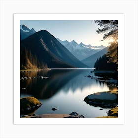 Sunrise Over A Lake Art Print