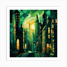 Cityscape At Night Art Print